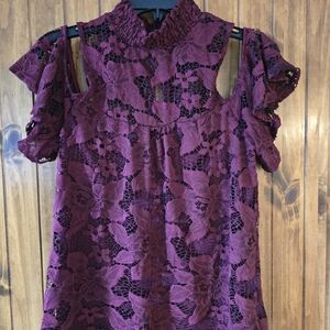 Elegant Purple Lace Women's Top